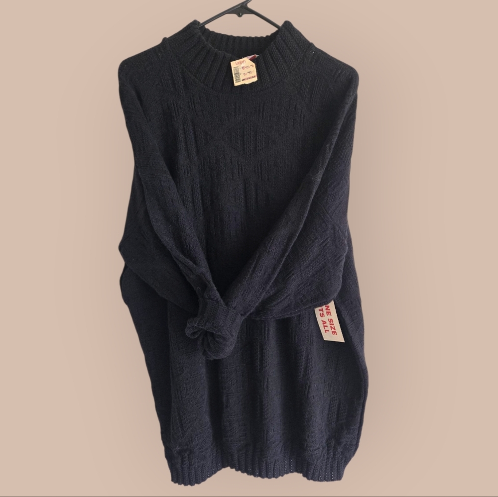SPUNKY BRAND NEW 90S VINTAGE Black Knit Sweater Grunge Y2k Goth Punk